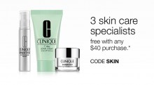 Clinique: 3 Skincare Specialists as Gift & Free Shipping Today