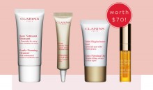 Clarins: 4 Piece ‘Staff Favorite’ Kit as Gift with $60+ Purchase Clarins: 4 Piece ‘Staff Favorite’ Kit as Gift with $60+ Purchase