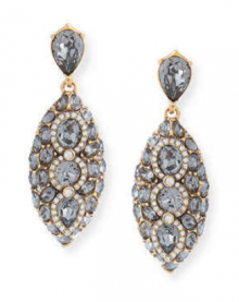 Bergdorf Goodman: Oscar de la Renta  Navette Crystal Drop Clip Earrings $256