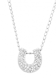 Jewelry.com: Mini Horseshoe Pendant with Diamonds $34