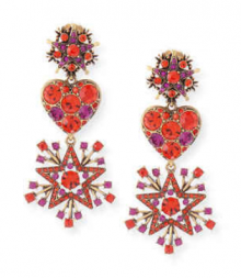 Bergdorf Goodman: Oscar de la Renta  Red Crystal Stars & Heart Drop Earrings $316