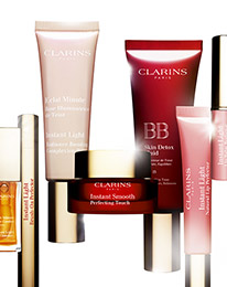Clarins: 5 Samples as Gift with ANY Purchase Clarins: 5 Samples as Gift with ANY Purchase