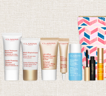 Clarins: 7 Piece Gift & Makeup Bag with $75+ Purchase